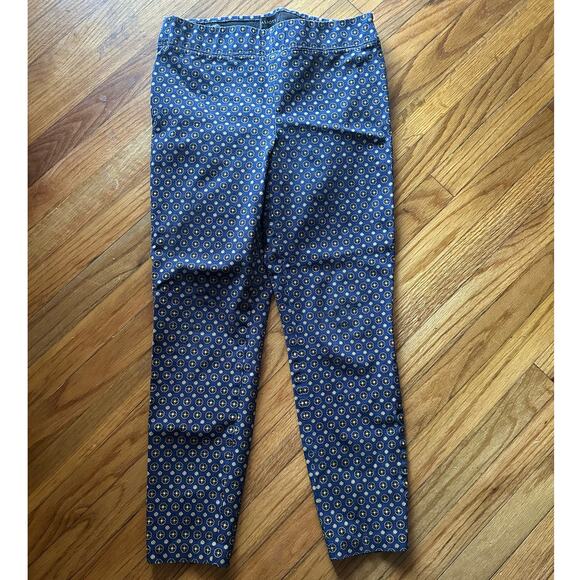 Talbots Essex Ankle Pants – Blue & Gold Geometric Print, Classic Fit - Picture 1 of 8
